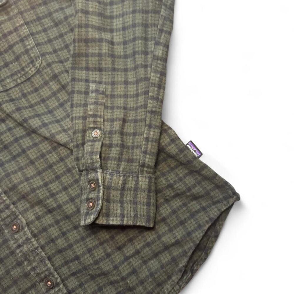 Patagonia VTG 2010s Men’s Green Black 90s Grunge Indie LS Flannel — MEDIUM - Picture 5 of 6